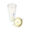 Blush Iridescent Cute Drink Tumbler | Reusable, Leak-Proof, Travel, Clear Plastic, Slim, Iced Coffee Cup with Seal, Screw-On-Lid, and Straw, 24oz - 4 of 4
