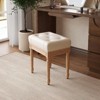 Lirago White Leather Vanity Stool with Velvet Ottoman Footrest for Bedroom and Living Room 19.3"Hx13.2"Dx16.7"L - 2 of 4
