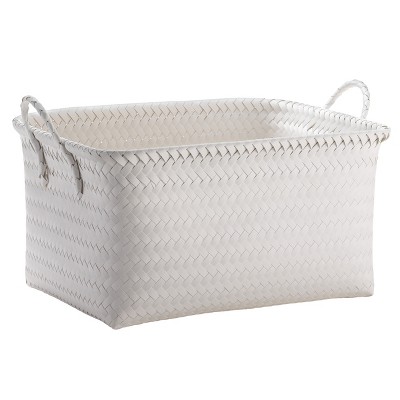 white woven storage baskets