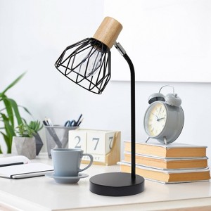 Simple Designs 18.19" Industrial Farmhouse Fusion Adjustable Cage Wire Accent Desk Lamp - 1 of 4