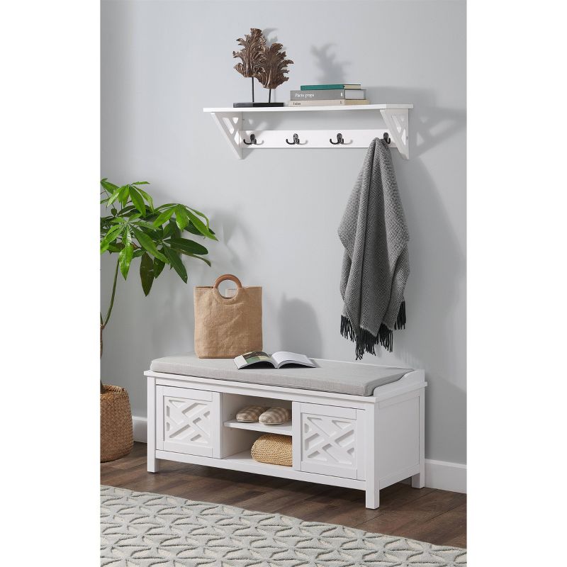 36&#34; Middlebury Coat Hook with Storage Bench Hall Tree Set White - Alaterre Furniture, 3 of 17