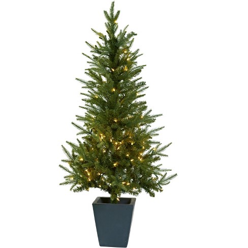 Nearly Natural 4.5-ft Christmas Tree with Clear Lights & Decorative Planter - image 1 of 2