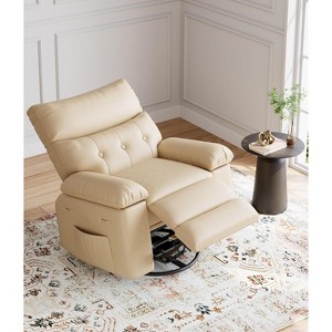 Oversized Wide Recliner Chair - 360° Rocker Swivel Recliner, PU Leather Manual Recliner, with 1.5X Sponge Filling & Easy Recline Mechanism - 1 of 4