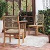 Cambridge Casual Carmel 2pc Teak Wood Honey Twist Wicker Outdoor Dining Chair: Weather-Resistant, Armless - 2 of 4