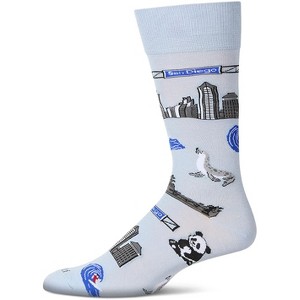Memoi Men's San Diego Themed Rayon Blend Novelty Crew Sock Sky Blue 10-13 - 1 of 4
