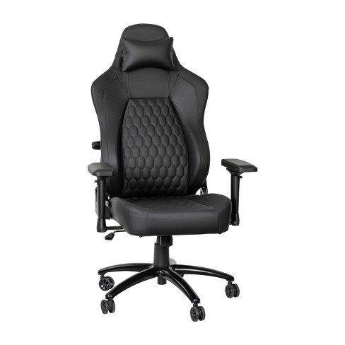 Emma and Oliver Black Ergonomic High Back Adjustable Gaming Chair with 4D  Armrests, Head Pillow and Adjustable Lumbar Support with Black Stitching