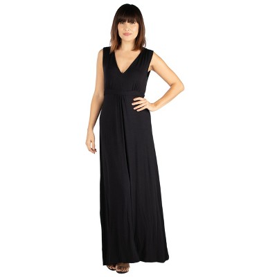 24seven Comfort Apparel Womens V Neck Maxi Dress : Target