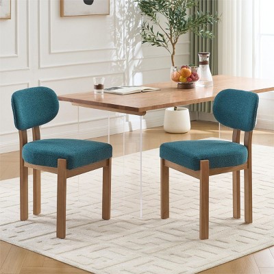 Upholstered Wood Dining Chairs Set of 2,Modern Fabric Padded Seat Kitchen Side Chairs with Rubberwood Frame–The Pop Home