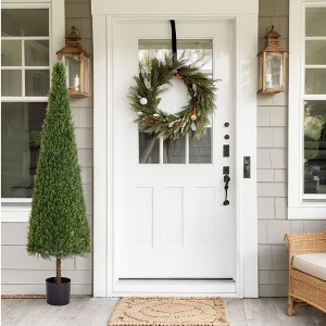 KTMBDW 5/6ft Artificial Cedar Topiary Trees for Outdoor Front Porch Door, Faux Potted Plants Evergreen Fake Pine Cypress Tree for Outside Home Decor - 1 of 4