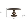 HomeRoots 60" Brown Solid Wood Pedestal Base Round Top Dining Table - 3 of 4