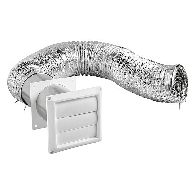 Lambro® 4-In. x 8-Ft. UL 2158A Transition Duct Louvered Vent Kit in White