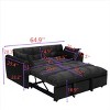 64.9'' Large Size Daybed Sofa,Velvet Daybed Sofa With Adjustable Back And Pillows,Double Sofa Bed,Daybed Sofa For Living Room-Cuddlewood - 4 of 4