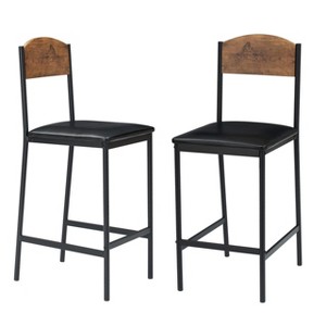 Bar Stools Set of 4, 39.3 Inch Counter Height Barstools with Wide Cozy Seat, Modern Square Upholstered Bar Chair with Back and Footrest - 1 of 4