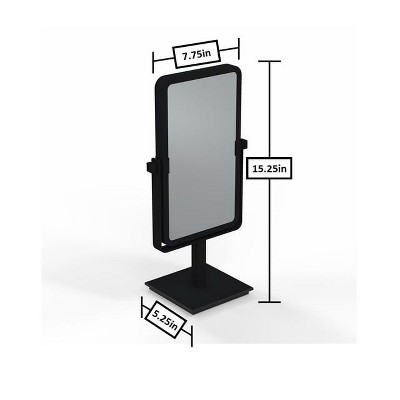 Matte Black Rectangular Freestanding Makeup Mirror with Magnification
