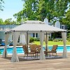 Spacious outdoor gazebo with double-tier roof, removable mesh sides, and rust-resistant steel frame for backyard and garden use-Coolbibila - 3 of 4