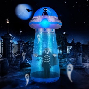 Angel Sar 8.8FT Halloween Inflatable UFO, Interactive Stand Inside Yard Decoration with LED Lights, for Indoor Outdoor Party Garden Decor - 1 of 4