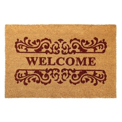 2' x 3' Tufted Scroll Welcome Coir Doormat Natural Brown - Raj