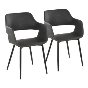 LumiSource Set of 2 Margarite PU Dining Chair Black Metal
 - 1 of 4