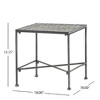 Lyngins Modern Powder Coated Iron Outdoor End Table, Black Brush Silver Finish Patio Side Table, Square Outdoor Side Table - 2 of 4