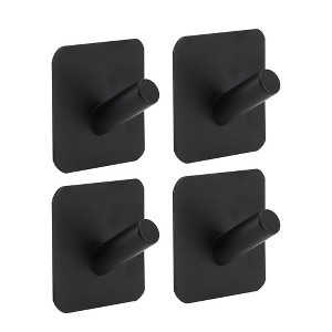 Unique Bargains Bathroom Adhesive Hooks Black 4 Pcs - 1 of 4