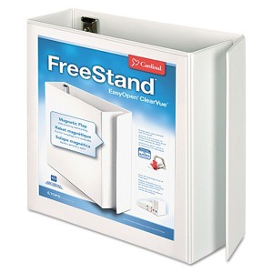 Cardinal FreeStand Easy Open Locking Slant-D Ring Binder 4" Cap 11 x 8 1/2 White 43140CB - 1 of 4