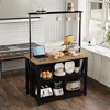 Wooden Kitchen Island with Power Outlet & LED Lights, Bakers Rack with Storage, Large Kitchen Island Table, Coffee Bar Table - 4 of 4
