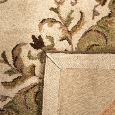 Beige and Green Hand-Tufted Wool 8' x 10' Area Rug