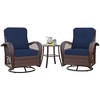 UPHA 3-Piece Patio Outdoor Wicker Swivel Rocking Chair Set with Side Table and Cushions - 2 of 4