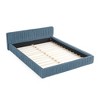 CAVINAS Grounded Upholstered Platform Bed Frame, Chenille Fabric Queen Size Bed Frame with Headboard, Sturdy Bed Frame with Wave Pleated Design - 3 of 4