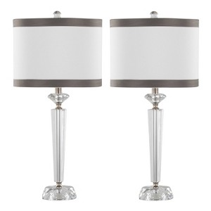 LumiSource: Elegant Crystal Table Lamps, Linen Drum Shade, UL Listed, Set of 2 - 1 of 4