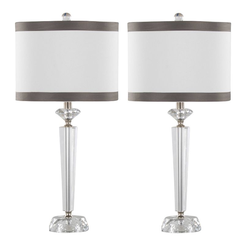 LumiSource (Set of 2) Diamond Torch 25.75&#34; Crystal Contemporary Table Lamps with Off-White Shade with Dark Gray Trim from Grandview Gallery, 1 of 9