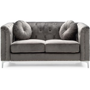 TiramisuBest Dark Gray Traditional Loveseat, Classic Upholstered Sofa for Living Room or Sitting Area - 1 of 4
