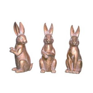 Transpac Small Resin Bronze Easter Bunny Decor Set of 3 Home Decorations Easter - 1 of 1
