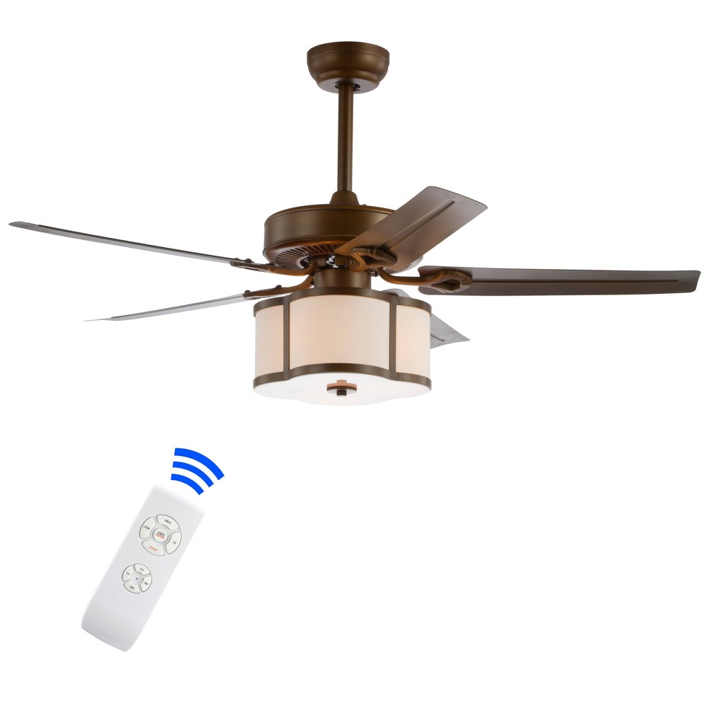 52 LED Metal Wood Ceiling Fan with Remote Satin Bronze Jonathan Y For Sale