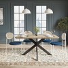 LeisureMod Ravenna 5-Piece Dining Set - 63" Rectangular MDF Top Dining Table in Maple & 4 Velvet Dining Chairs in White Steel Legs - 2 of 4