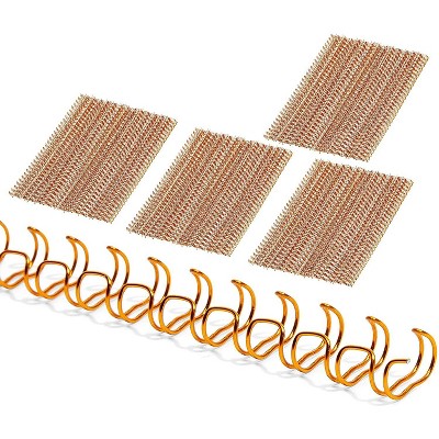 Stockroom Plus 100-Pack Gold Double Loop Wire Spiral Binding Coils Spines for 45 Sheets, 10.5"x0.25", 3:1 Pitch