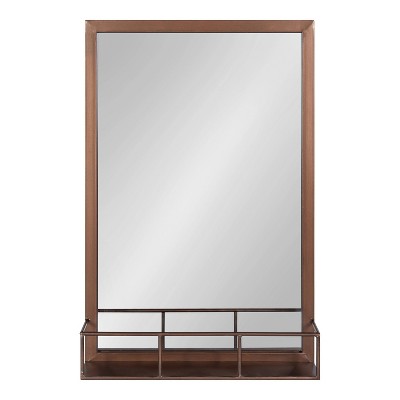 Jackson Bronze Rectangular Metal Frame Mirror with Shelf