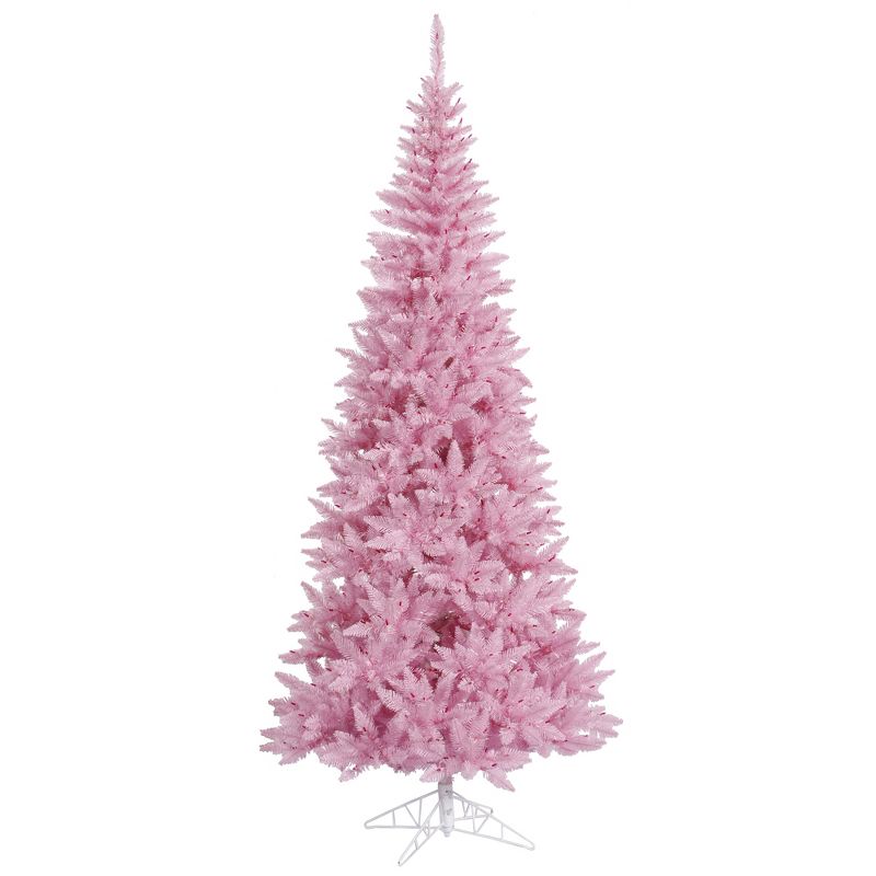 Vickerman Pink Fir Slim Artificial Christmas Tree, 1 of 4