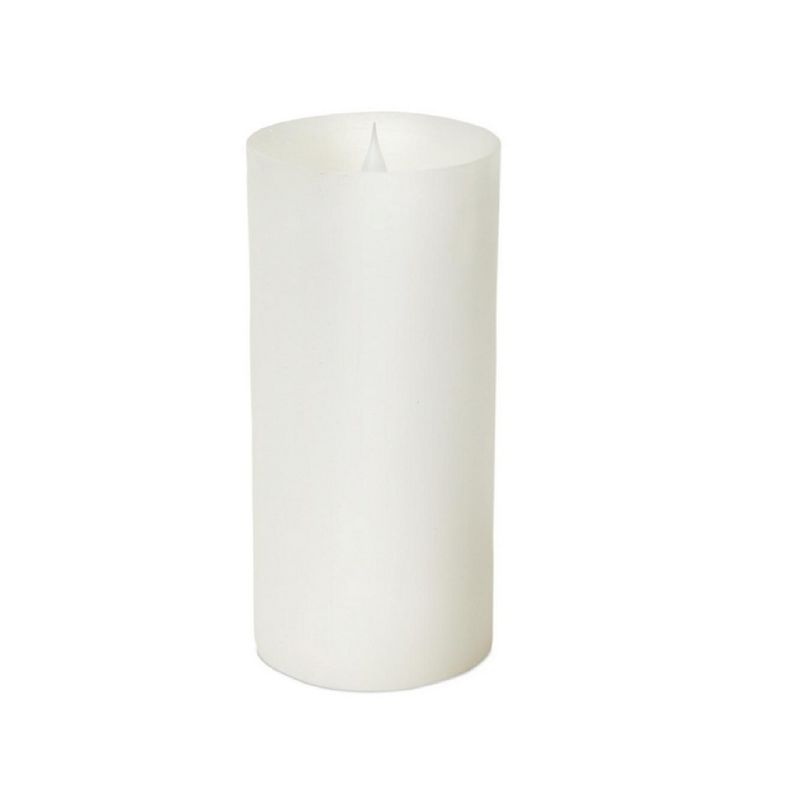 Melrose 9" Battery Operated Solid White Flameless LED Pillar Candle with Moving Flame, 1 of 3