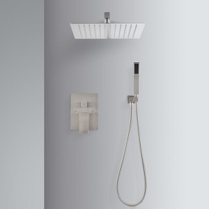 PAGED Ceiling Mounted Shower Head Luxury Shower Faucet Set with Handheld and 10" Shower head for Bathroom, Locker Room - 1 of 4