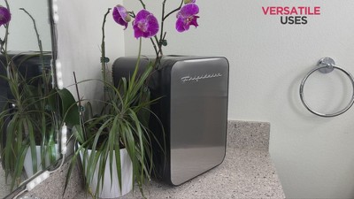 Compact Black Stainless Steel Portable Mini Fridge with 3 Shelves