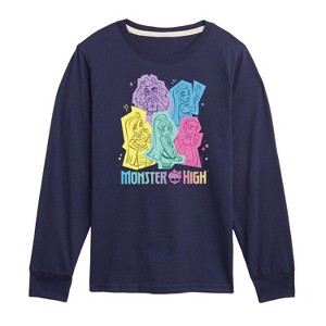 Boys' - Monster High - Pastel Character Group Long Sleeve Graphic T-Shirt - 1 of 4