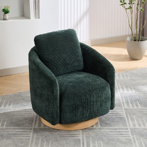 30.3"W Modern Swivel Chenille Upholstered Accent Barrel Chair, 360 Degrees Armchair for Nursery, 4Q- ModernLuxe - 1 of 4