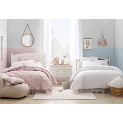 Twin Pink Microfiber Reversible Floral Bed in a Bag Set