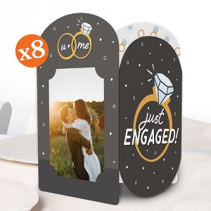 Big Dot of Happiness Just Engaged Photo Holder Centerpieces, 4x6 Picture Display Box, Black & White Table Decoration for Engagement Decor, 8 Count - 1 of 4