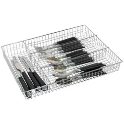 Home Basics4 Section Steel Cutlery and Flatware Tray, Chrome