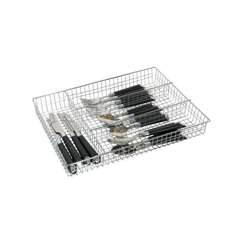 Home Basics4 Section Steel Cutlery and Flatware Tray, Chrome, 1 of 5