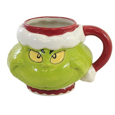 Tabletop 4.5" Santa Grinch Sculpted Mug Christmas Dr Seuss Enesco  -  Drinkware