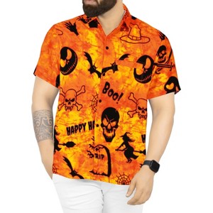 LA LEELA Mens Hawaiian Shirts Short Sleeve Button Down Shirt Men's Halloween Costumes Shirt Summer Beach Casual Shirts for Men Funny - 1 of 4