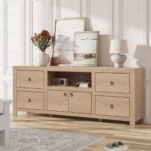 GustoWave Farmhouse Entertainment Center, TV Stand with 6 Storage Drawers for 75/80 Inch TVs - 1 of 4